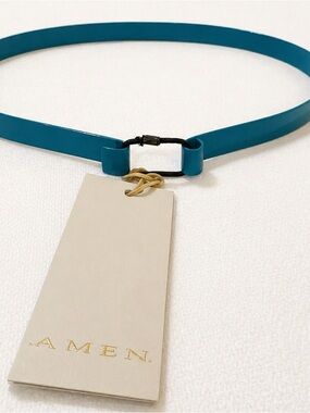 Teal Slim Metal Belt with stretch closure Loop